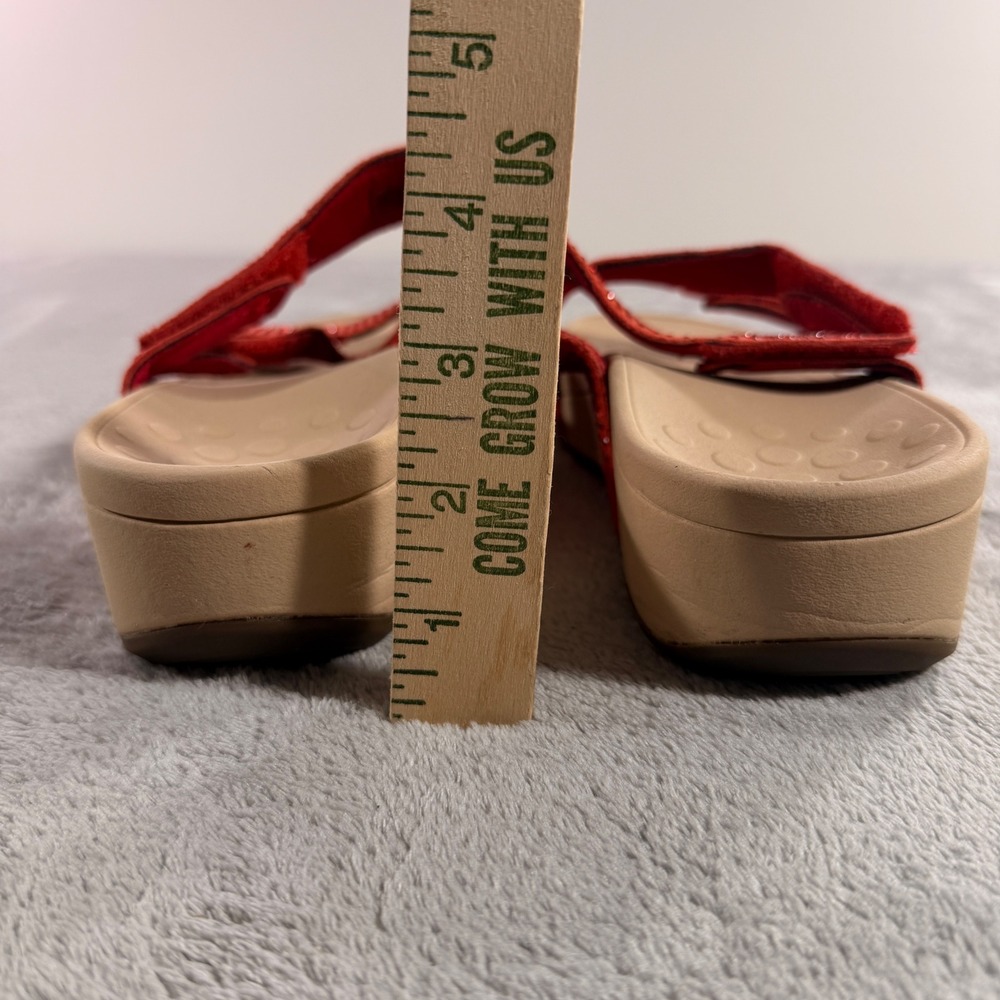 Vionic Alexis Sandals Womens 9 Red Rhinestone Suede Orthotic Platform Slides - Picture 2 of 11